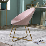 ZNTS Slatina Pink Silky Velvet Upholstered Accent Chair with Gold Tone Finished Base T2574P164522