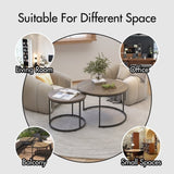Nesting Coffee Table Set of 2, 27.6inch Round Coffee Table Industrial Wood Finish with Sturdy Metal 47776106