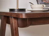 100% Solid Rubber Wood Computer Desk, Retro Walnut Writing Desk with Drawer, Sturdy A-Frame Leg, 01637992