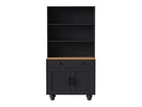 ON-TREND Farmhouse Storage with 4 Solid Wood Gourd-Shaped Legs, Modern Kitchen Pantry N721P205790B