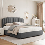 ZNTS LIFT UP QUEEN SIZE BED VELVET GREY 38452624