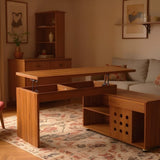 55.1''L, Home Office L-Shaped Versatile Desk Height Adjustable Extendable Desk with Storage Drawers N843P293669W