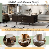 U-Can Modern Rectangle Coffee Table with Four Drawers, Two Side Hidden Storage Compartments, 47.2" N724P286418D