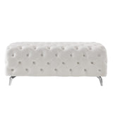 Button-Tufted Ottoman Bench, Upholstered Velvet Footrest Stool Accent Bench for Entryway Living Room W58839780
