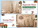 3FT, 4FT, 5FT, 6FT, 4 Pack Pre-Flocked Christmas Trees, Pencil Christmas Tree with Snow Tips, X'Mas N710P513665K