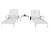 193*64.5*93cm Backrest Adjustable Courtyard Cast Aluminum Lying Bed White 04914009