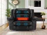 Breathable Leather Massage Recliner Chair Manual Living Room Reclining Sofa W1403P156678