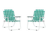 2pcs Steel Tube PP Webbing Bearing 120kg Folding Beach Chair Light Green Strip 45975453