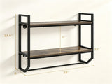 2-Tier Wall Mounted Bathroom Shelf with 22" Towel Bar, Industrial Storage Rack Engineered Wood & 09132622