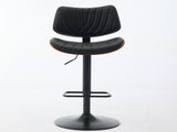 Walnut Bentwood Bar Stools Mid Century Modern Adjustable Counter Height Black Leather Upholstered W1143P278537