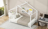 Twin Size Metal House Platform Bed, White MF322835AAK