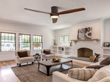52 Inch Flush Mount Ceiling Fan with LED Light and Remote Control Solid Wood Blades 85783456