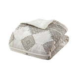 4 Piece Printed Comforter Set with Throw Pillow Black/Ivory Full/Queen B035P148340