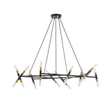 Black & Golden Modern Chandelier Light Fixture, Branch Design with Frosted Tubes, Black Cords, W1340P233171