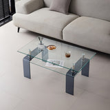 Tempered Glass Coffee, Modern Glass Coffee for Living Room, 2-Tier Storage Center Coffee W1718P253257