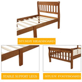 Wood Platform Bed Twin Bed Frame Panel Bed Mattress Foundation Sleigh Bed with WF192434AAL
