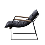 Distress Espresso and Matt Iron Accent Chair with Sled Base B062P209157
