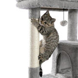 ZNTS Luxury Cat Tree Cat Tower with Sisal Scratching Post, Cozy Condo, Top Perch, Hammock and Dangling 75627847