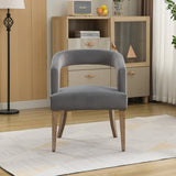 25.79" Wide Modern Barrel Open Back Accent Chair with Wooden Legs for Dining Room, Club, Kitchen and W3118P254209