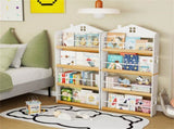 4-Tier House-Shaped Kids Bookshelf, 60.9615.24129.54 cm Front-Facing Book Rack with Anti-Toppling 53973708