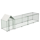 ZNTS 16x3FT Metal Chicken Coop Run Backyard Hen House Poultry Habitat Cage w/Cover W2505P151985