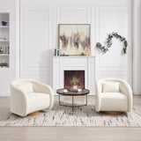 Swivel Accent Chair, 360-degree Barrel Chair with Teddy Upholstery, Comfy Pumpkin-Shaped W3244P288825