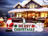 9.8 Ft Wide Lighted Santa and Snowman Christmas Inflatable with Merry Christmas Sign 93990105