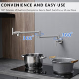 Pot Filler,Wall Mount Commercial Pot Filler Faucet,304 SS Material Kitchen Folding Faucet,Coffee W1932P300381