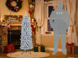 5ft Slim Pencil Artificial Christmas Tree Snow-Flocked Xmas Tree with 301 Lifelike Branch Tips, 52683868