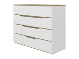 Drawer Dresser 35"H, Four Drawers, Superior Top, White / Light Oak B097132891