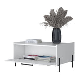 ZNTS Glendale Coffee Table with Flip-Down Door in Melamine, White B128P244985