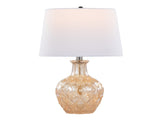Gloria Round 20" Contemporary Glass Accent Lamp in Clear Champagne Lustre Glass, Chrome Metal and B202P224028