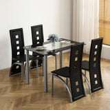 ZNTS 5 Pieces Dining Table Set for 4, Kitchen Room Tempered Glass Dining Table, 4 Chairs, Black,Table 03640363