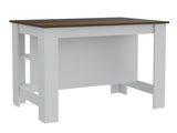 Rockaway 3-Shelf Kitchen Island White and Walnut B06280055