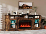 58" TV Stand with RGB Fireplace Rustic Brown- Smart App Remote Control, 4777 BTU Heater 89848324