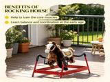 Dark Brown Interactive Kids Ride on Horse Spring Rocking Horse with Sounds, Plush Soft Feel Animal 86854924