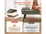 Leather Upholstered Bench with Metal Legs, PU Leather Seat with Stitching for Entryway, Modern 71462150