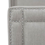 Elle Wingback Upholstered King Bed, Silver Grey Polyester B2719P245936