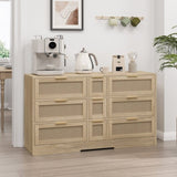 51.2 "Rattan Locker With Drawers, 9 Drawers, Metal Handles For Kitchen, Living Room, W757P238049