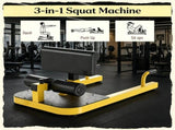 Yellow 3-in-1 Padded Home Gym Fitness Equipment Squat Machine for Push Up, Sit Up & Deep Squat 28203945