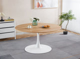 42.1 Inch Oak Grain Textured Finish Tulip Dining Table, Mid-Century Modern Table Seats 4-6, W234P370301