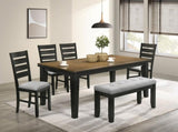 1pc Contemporary Style Dining Rectangular Table with18" Leaf Tapered Block Feet Wheat Charcoal B011138070