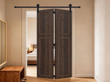 18 series 64in.X78 in. 3/4 inch thickness 2-Panel Walnut Color Finished MDF Bi-fold with Barn T3910P496212