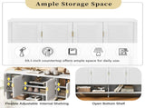 U_STYLE 55.1'' Storage Sideboard with 4-Doors,Multi Functional Buffet with Open Shelf and 2-Tiers N711P345165K
