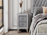 2-Drawer Nightstand with Metal Legs for Bedroom, Mid Century Nightstand Fully Assembled Except Legs N733P183659E