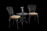 Bistro Set 3 Piece Rustproof Cast Aluminum Patio Furniture Sets 2 Chairs and 1 Round Table Outdoor, W640P251296
