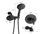 Classic High Pressure Single Handle 6 Function Rain shower Head with Handheld Shower with Tup Spout W121946591