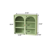 27.56"Glass Doors Modern Two-door Wall Cabinet with Featuring Three-tier Storage for Entryway Living 01365223