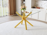 37.8" Round Tempered Glass Bar Table with Gold Metal Cross Legs 71579936