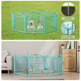 ZNTS Dog Playpen Indoor 24 inch 8 Panels Metal Dog Pen Pet Dog Fence Outdoor Exercise Pen with Doors, W368P233999